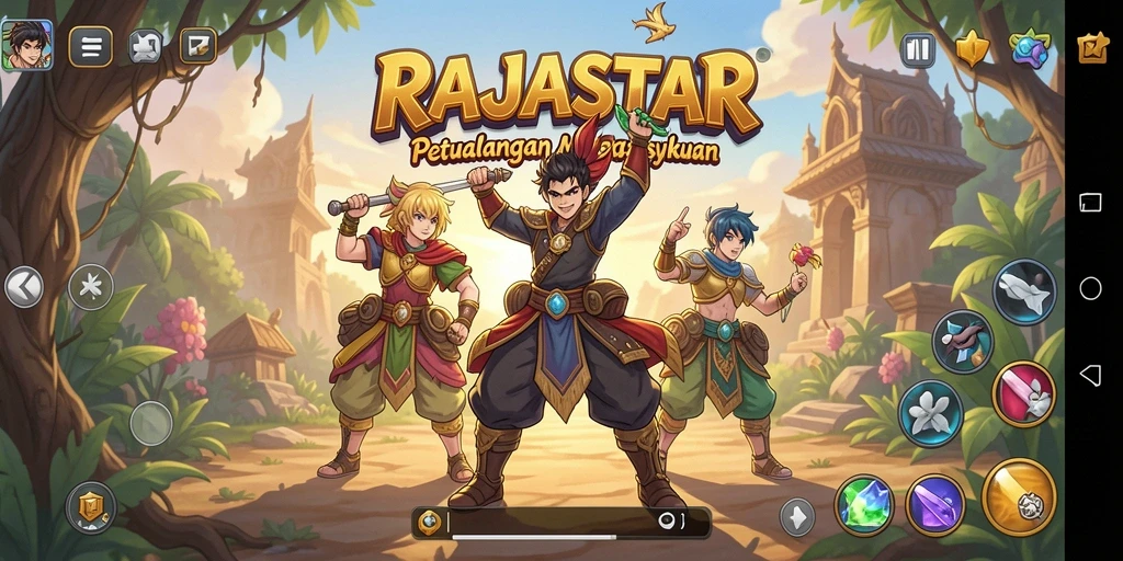 Tampilan gameplay seru dari RAJASTAR dengan karakter Anime menarik.