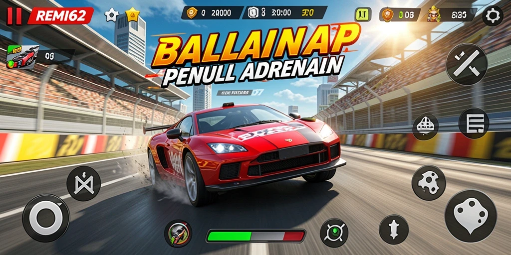 Gameplay balap seru dan mendebarkan di REMI62 dengan berbagai kendaraan.