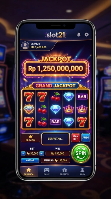 Tampilan utama aplikasi slot21 dengan berbagai pilihan fitur.